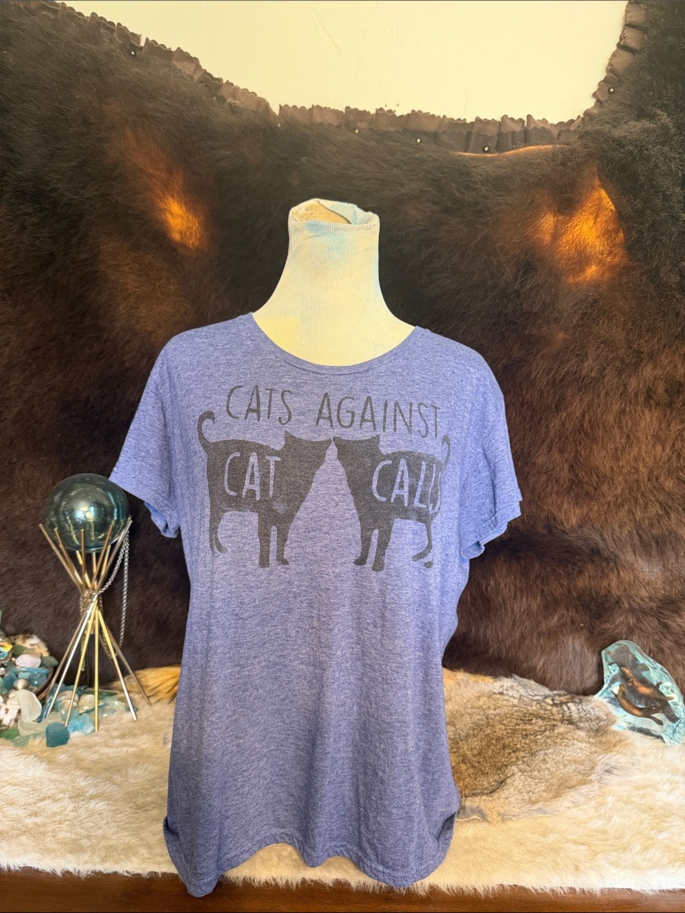 Cats Against Cat Call Soft Blue Cat Lover Tee XL (4050)